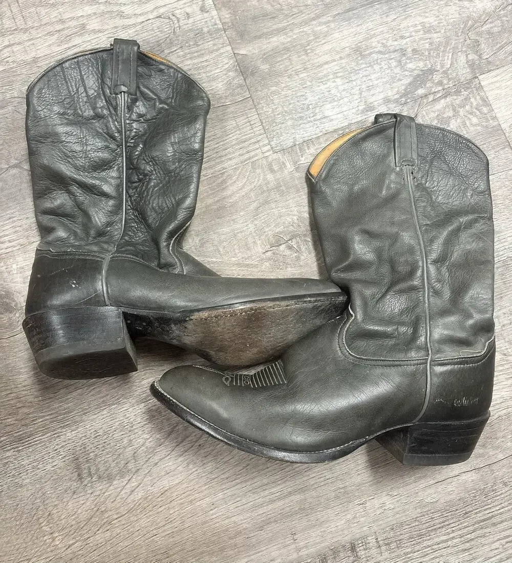 Vintage Tony Lama Charcoal Olive Leather Cowboy Boots – Men's Size 12 EE (Wide)